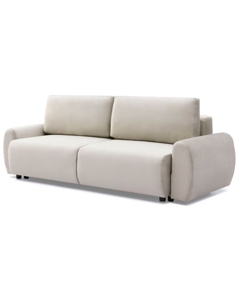 Beiges 3-Sitzer-Schlafsofa Traviata aus Samt, 251 x 90 x 86 cm
