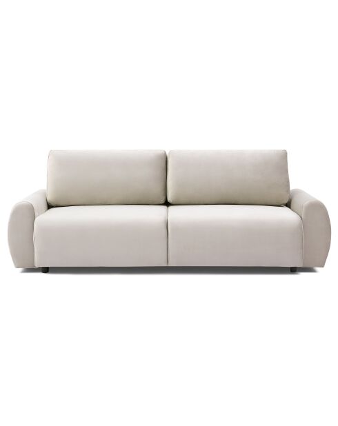 Beiges 3-Sitzer-Schlafsofa Traviata aus Samt, 251 x 90 x 86 cm