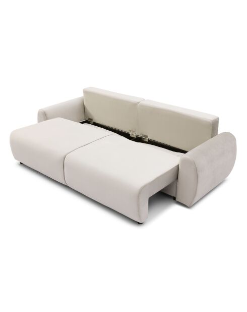 Beiges 3-Sitzer-Schlafsofa Traviata aus Samt, 251 x 90 x 86 cm