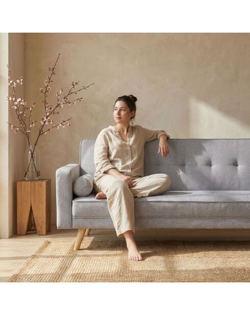 Skandinavisches Clic-Clac Cabriosofa aus hellgrauem Slow-Stoff - 186x75x89 cm