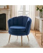 Brenda blauer runder Samtsessel - 84x72x80 cm