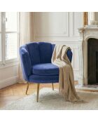 Brenda blauer runder Samtsessel - 84x72x80 cm