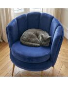 Brenda blauer runder Samtsessel - 84x72x80 cm