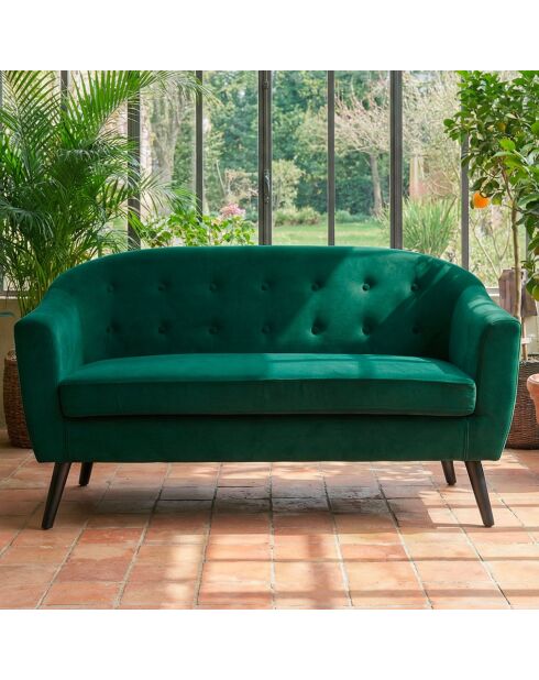 Skandinavisches 3-Sitzer-Sofa aus grünem Savoy-Samt - 157x73x79 cm