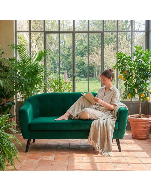 Skandinavisches 3-Sitzer-Sofa aus grünem Savoy-Samt - 157x73x79 cm