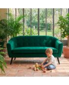 Skandinavisches 3-Sitzer-Sofa aus grünem Savoy-Samt - 157x73x79 cm