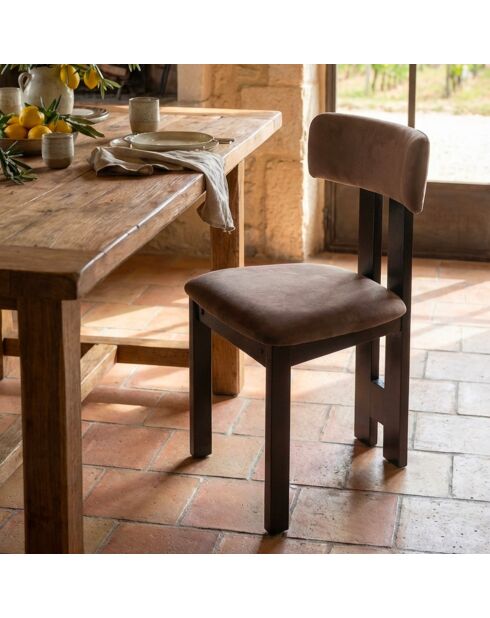 Designer-Esszimmerstuhl aus braunem Ceriz-Samt - 45x48x78 cm