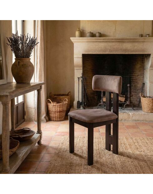 Designer-Esszimmerstuhl aus braunem Ceriz-Samt - 45x48x78 cm