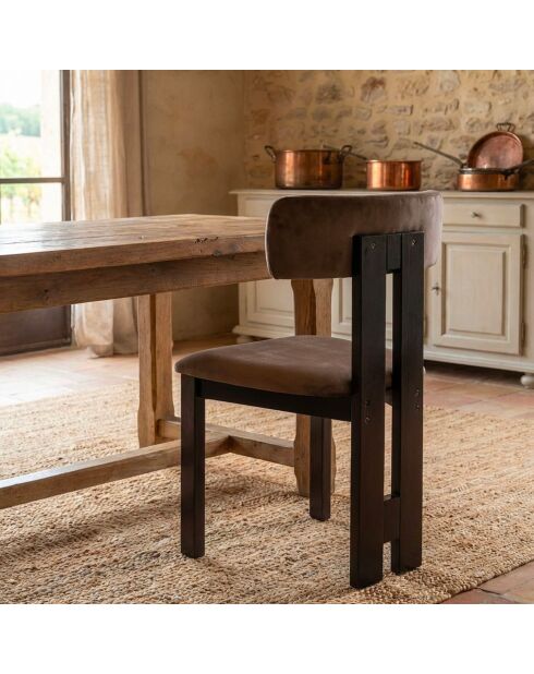 Designer-Esszimmerstuhl aus braunem Ceriz-Samt - 45x48x78 cm