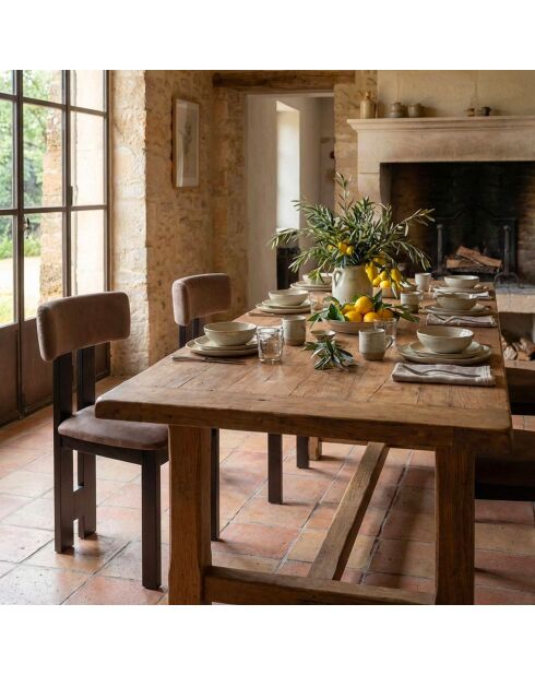 Designer-Esszimmerstuhl aus braunem Ceriz-Samt - 45x48x78 cm