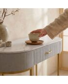Coiffeuse paloma 1 tiroir velours taupe - 120x43x75 cm