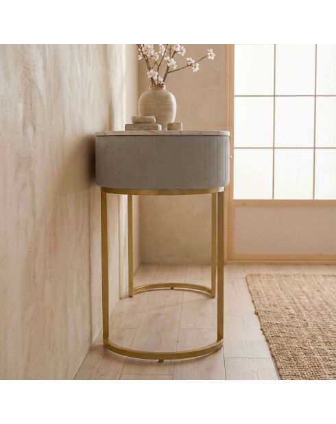 Coiffeuse paloma 1 tiroir velours taupe - 120x43x75 cm