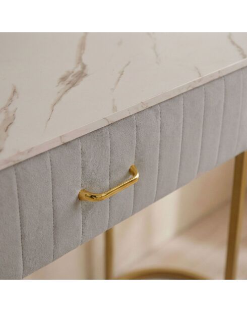 Coiffeuse paloma 1 tiroir velours taupe - 120x43x75 cm