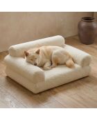 Canapé pour chien et chat titou en tissu bouclette crème - 80x52x32 cm