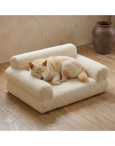 Canapé pour chien et chat titou en tissu bouclette crème - 80x52x32 cm