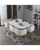 Ensemble Table & 6 chaises oslo xl blanches - 150x90x75 cm