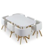 Ensemble Table & 6 chaises oslo xl blanches - 150x90x75 cm