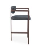 2 Barstühle Galilea, Design, aus dunklem Metall in Holzoptik und anthrazitfarbenem Stoff, 53 x 55 x 103 cm