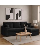 Wandelbares Ecksofa mit wendbarem Kofferraum aus schwarzem Toledo Cord - 230x143x85 cm