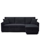 Wandelbares Ecksofa mit wendbarem Kofferraum aus schwarzem Toledo Cord - 230x143x85 cm