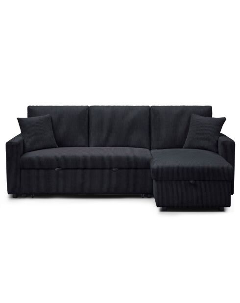 Wandelbares Ecksofa mit wendbarem Kofferraum aus schwarzem Toledo Cord - 230x143x85 cm