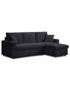 Wandelbares Ecksofa mit wendbarem Kofferraum aus schwarzem Toledo Cord - 230x143x85 cm