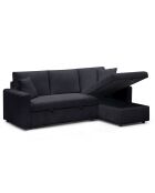 Wandelbares Ecksofa mit wendbarem Kofferraum aus schwarzem Toledo Cord - 230x143x85 cm