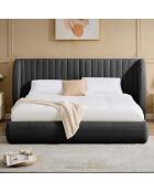 Letto a cassettiera completo con testiera modulare in tessuto grigio scuro cocoon - 296x219x110 cm