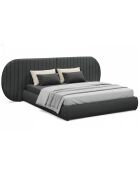 Letto a cassettiera completo con testiera modulare in tessuto grigio scuro cocoon - 296x219x110 cm