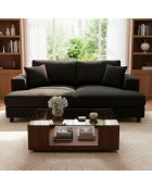 Duo van Fabien-dagbedden die kunnen worden gecombineerd tot een diepzwarte corduroy bank - 196x150x90 cm/98x150x90 cm