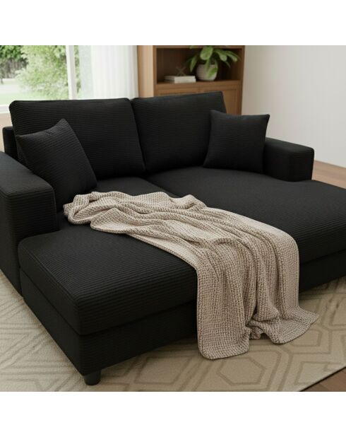 Duo van Fabien-dagbedden die kunnen worden gecombineerd tot een diepzwarte corduroy bank - 196x150x90 cm/98x150x90 cm