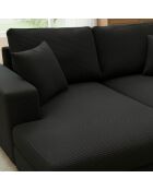 Duo van Fabien-dagbedden die kunnen worden gecombineerd tot een diepzwarte corduroy bank - 196x150x90 cm/98x150x90 cm