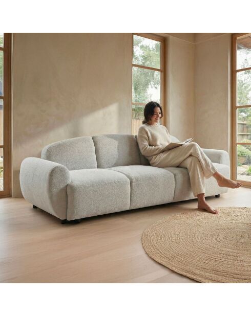 Canapé 3 places convertible tissu texturé oliver gris - 234x88x75 cm / 188x112x41 cm