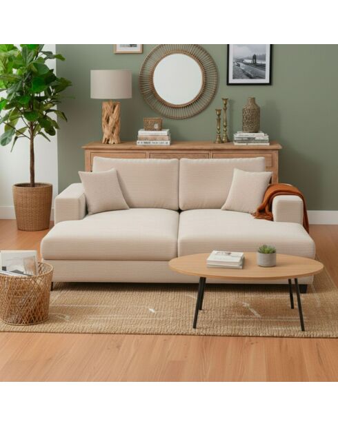 Duo van Fabien-dagbedden die kunnen worden gecombineerd tot een diepe crèmekleurige corduroy bank - 196x150x90 cm