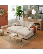 Duo van Fabien-dagbedden die kunnen worden gecombineerd tot een diepe crèmekleurige corduroy bank - 196x150x90 cm