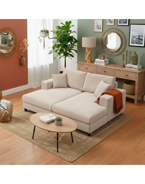 Duo van Fabien-dagbedden die kunnen worden gecombineerd tot een diepe crèmekleurige corduroy bank - 196x150x90 cm