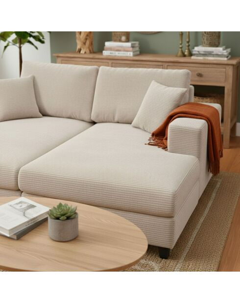 Duo van Fabien-dagbedden die kunnen worden gecombineerd tot een diepe crèmekleurige corduroy bank - 196x150x90 cm