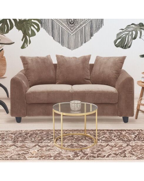 Modernes 2-Sitzer-Sofa aus braunem Mozart-Kord - 152x88x80 cm