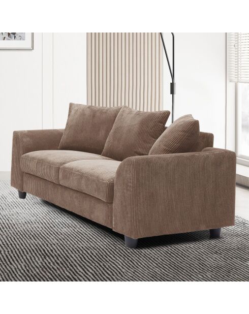 Modernes 2-Sitzer-Sofa aus braunem Mozart-Kord - 152x88x80 cm