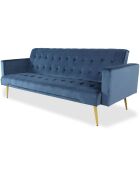 Sofá cama Justy de terciopelo azul clic-clac - 191x79x78 cm