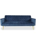 Sofá cama Justy de terciopelo azul clic-clac - 191x79x78 cm