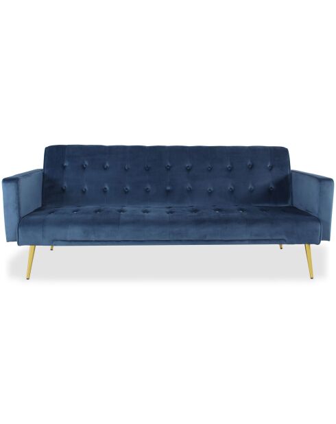 Sofá cama Justy de terciopelo azul clic-clac - 191x79x78 cm