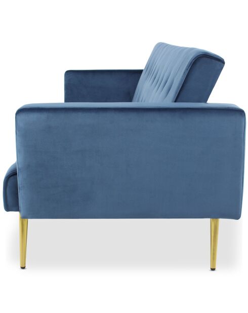 Sofá cama Justy de terciopelo azul clic-clac - 191x79x78 cm
