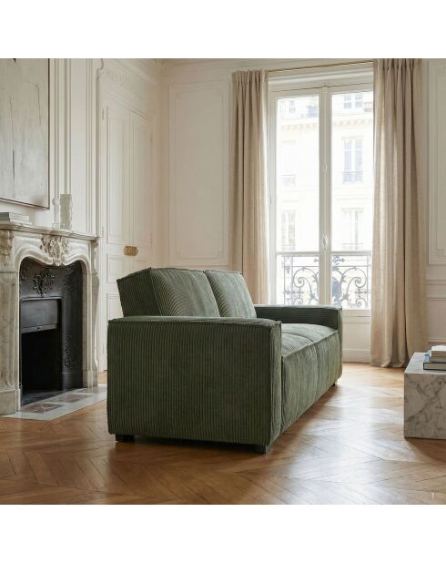 Sofá Roger de pana de 3 plazas verde - 230x94x75 cm