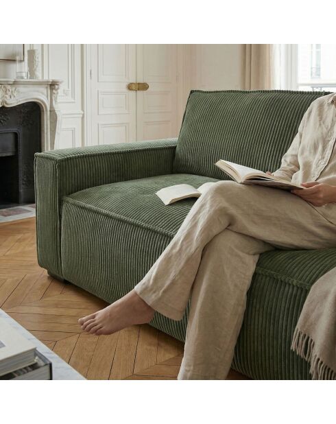 Sofá Roger de pana de 3 plazas verde - 230x94x75 cm