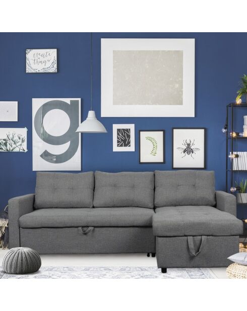 Toledo konvertierbares Ecksofa aus grauem Stoff - 221 x 146 x 85 cm