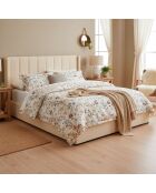 Magorial Doppelbett mit Hubgestell aus cremefarbenem Couclette-Stoff - 180x200 cm