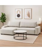 Elegante sofá esquinero convertible Malone de tela beige - 292x160x88 cm