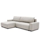 Elegante sofá esquinero convertible Malone de tela beige - 292x160x88 cm