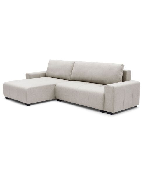 Elegante sofá esquinero convertible Malone de tela beige - 292x160x88 cm